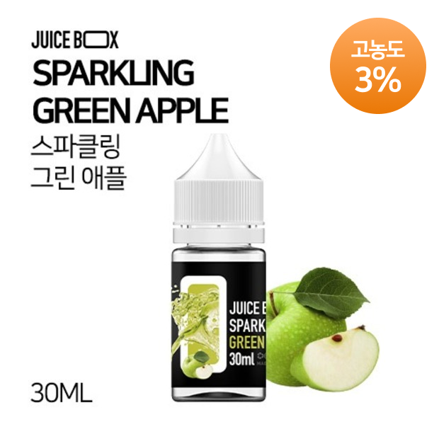 JUICE BOX 고농도⚡ 블랙라벨 스파클링 그린 애플 30ml (30MG / 3%)